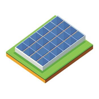 isométrica solar panel formación en verde y marrón base para renovable energía vector