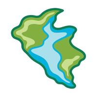 Abstract Illustration of Land Mass with Water Body, Modern Flat Design vector