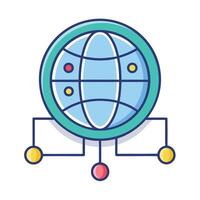 Globe network connection communication hub data points illustration graphic design vector