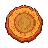 Cross-section of a tree trunk showing growth rings isolated on white background vector