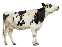 Dairy cow stands gracefully, showcasing its distinctive black and white markings. This gentle animal symbolizes farm life and provides essential png