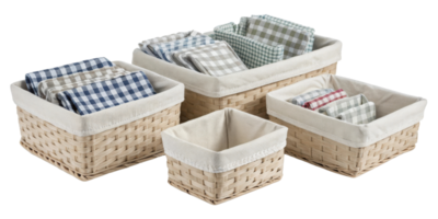 organizar seu espaço com esses à moda tecido cestas apresentando suave forros perfeito para armazenando piquenique Essenciais e Mais png