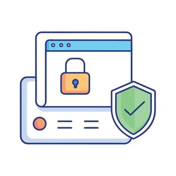 sitio web seguridad con bloquear y proteger asegurando datos proteccion para en línea los usuarios vector