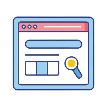 navegador ventana icono con buscar caracteristicas adecuado para web desarrollo visuales vector