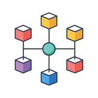 Colorful Cubes Network Representing Connection, Communication, and Data Exchange in a Modern Design vector