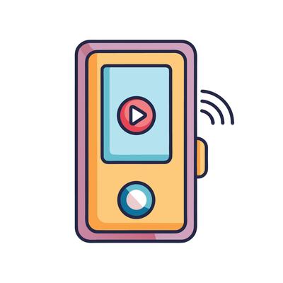 Retro portable media player icon for music and playback, connection