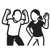 Two people are dancing in a black and white illustration vector