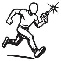 A man running with a gun in his hand vector