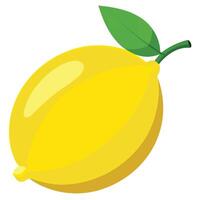 A lemon with a leaf on it is on a white background vector
