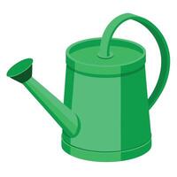 Green watering can icon in cartoon style vector