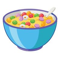 A bowl of cereal with colorful candies in it vector