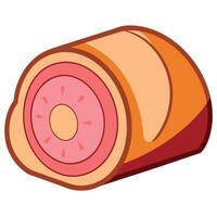 A roll of meat on a white background vector