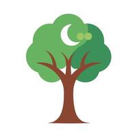 A tree with a moon on it vector