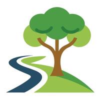 A tree with a river running through it vector