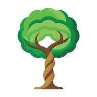 A tree with a twisted trunk and leaves vector