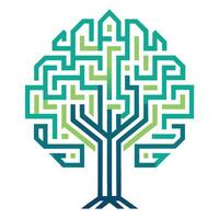A tree with a maze around it vector