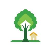 A green tree with a house on top vector