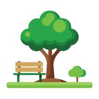 A park bench and tree in a flat design vector