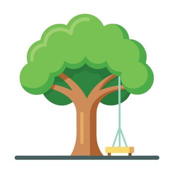 A tree with a swing on it vector