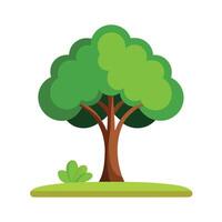 A cartoon tree on a green field vector