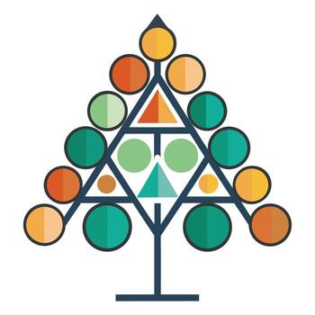 A tree with many different colored circles on it vector