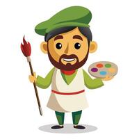 Cartoon character with paintbrush and palette vector