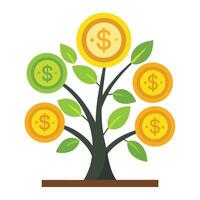 Money tree with coins on it vector