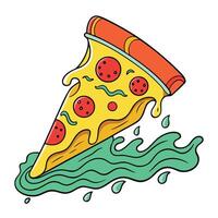 A slice of pizza is floating in the water vector