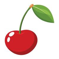A cherry with a leaf on it vector