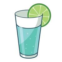 A glass of blue drink with a lime slice vector