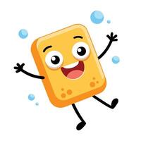 A cartoon character of a piece of cheese jumping in the air vector