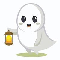 A cartoon ghost holding a lantern vector