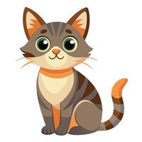A cartoon cat with big eyes and a striped tail vector