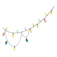 A string of christmas lights hanging from a white background vector