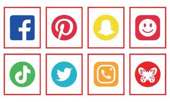 Collection of Social Media Icons Depicting Popular Platforms, Representing Digital Connectivity and Online Presence, and Marketing vector