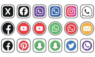 Diverse Social Media Icons Array A Visual Compilation of Popular Platforms and Communication Channels for Digital Connectivity and Online Presence vector