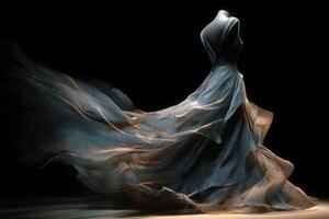 A dress is shown in the dark with a flowing dress photo