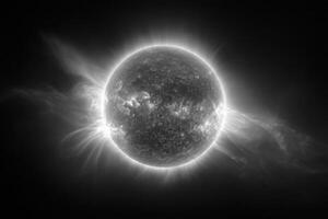The sun in black and white photo
