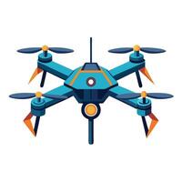 A blue drone with orange propellers on top vector