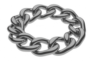 Circular chain illustration featuring interlocked, metallic links isolated on a transparent backdrop, ideal for graphic design and creative projects. png