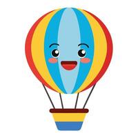 A cartoon hot air balloon with a smiling face vector