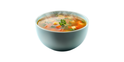 Steaming Bowl Of Vegetable Soup. Warm And Nutritious Comfort Food Isolated On Transparent Background png