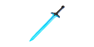 Glowing Blue Sword With Intricate Handle Design. Fantasy Weapon For Gaming And Cosplay Isolated On Transparent Background png