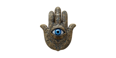 Hamsa Hand With Blue Eye Symbol. Protection And Spirituality In Ornate Design Isolated On Transparent Background png
