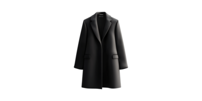 Black Overcoat. Elegant Outerwear For Fashion And Style In Cold Weather Isolated On Transparent Background png
