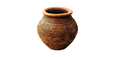 Handcrafted Clay Pot With Tribal Patterns. Traditional Artistry And Cultural Heritage Isolated On Transparent Background png
