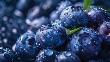 Fresh blueberries with water droplets photo
