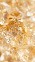 Macro close up of a showcasing crystal cluster, citrine its sparkling facets and warm golden hues photo