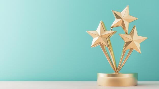 Golden stars gleaming atop trophy, representing excellence, success, and outstanding performance photo