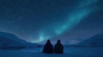 Couple enjoying starlit night photo